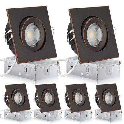 KnLnny Ware 4 Inch LED Recessed Lights, Adjustable Gimbal, Bronze Trim, 6 Pack, Dimmable, 9W 750LM, Model Light2025001-