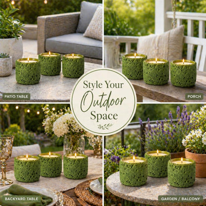 Viyffo 3 Pack Citronella Candles Outdoor, Lemongrass Scented Candle Set, Small 6oz Soy Candle in Green Ceramic Jar, Outdoor Candles for Patio, Deck, Garden, Backyard & Camping Gift (12 Hour Burn Each)