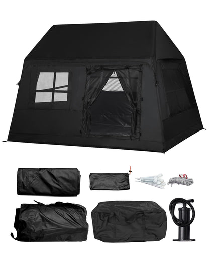 3-4 Person Inflatable Camping Tent Blow Up Hand Pump Easy Setup Waterproof Inflatable Cabin Portable Air Tent for Camping Family Tent for Backpacking Hiking