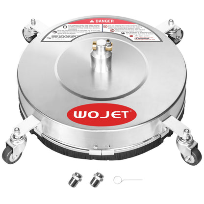 WOJET 16" Stainless Steel Pressure Washer Surface Cleaner, Professional Grade Power Washer Surface Cleaner Attachment for Concrete Driveway, Patio, Deck, Sidewalk, Fits Gas & Electric Washers 4500 PSI