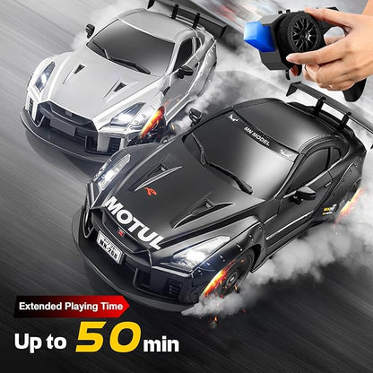 1/16 Scale RC Drift Car MN-268 RWD Mini RC Vehicles Model with Gyro Spare Tires &amp LED Lights for Adults Hobby Toy Gifts (Silver)