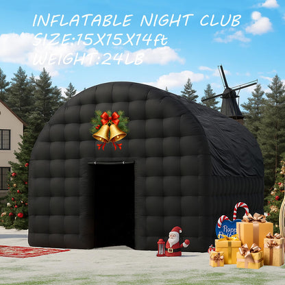 15x15x14FT Large Black Inflatable Tent Includes Blower Square Gazebo Event Room Large Inflatable Party Tent for Backyard,Outdoor EventsParties, Shows, Events, and Commercial Use