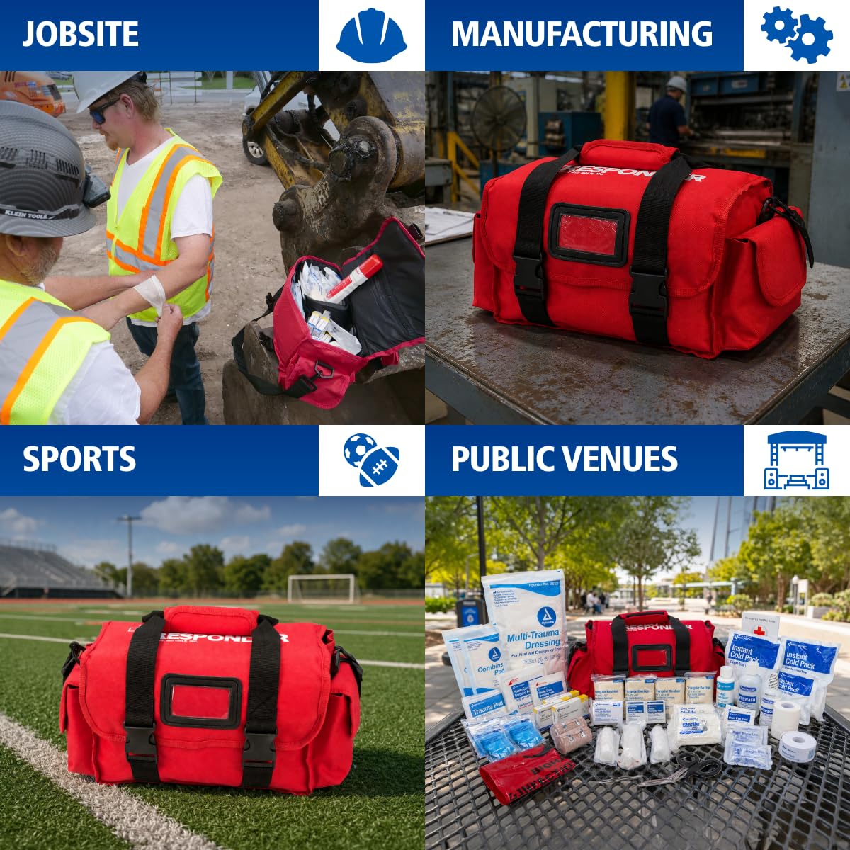 First Aid Only 520-FR All-Purpose First Responder Emergency First Aid Kit for Home, Work, and Travel, 158 Pieces