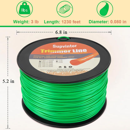 080 Trimmer Line - Heavy Duty .080 Inch String Trimmer Line | 1230ft Commercial Grade Green