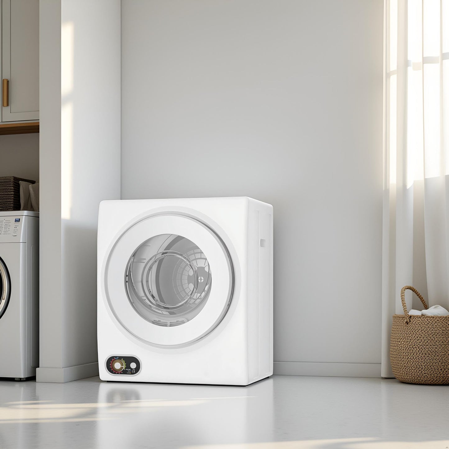 SUSTAINOVA Portable Dryer 1.5 cu. ft., 850W Powerful Clothes Dryer Compact Electric Dryer with Stainless Steel Tub, Electric Machine for Small Space, Apartments, Hostels, RVs - White