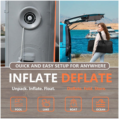 Inflatable Floating Dock Air Platform, 6/8/10ft Air Dock Platform Floating Island Raft, Enlarged Non-Slip Surface Water Floating Dock Mat, 6in Thick Water Platform Swim Dock Mat for Pool Beach Ocean