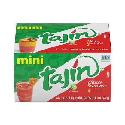 Tajin Clásico Seasoning, Mini Display Pack of 40 Portable Bottles, Authentic Mexican Chili Lime Spice Blend for Fruit, Snacks, Tacos, and Cocktails, Zesty Flavor Enhancer, 0.35 oz (Pack of 1)