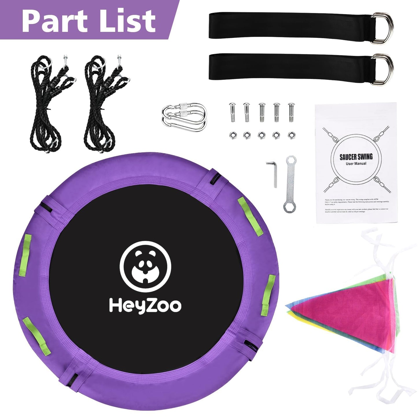 Tree Swing, 60 inch Larger Saucer Swing for Whole Family, 900lbs Weight Capacity, with Adjustable Hanging Straps, for Outdoor Backyard, Gifts for Kids, Purple