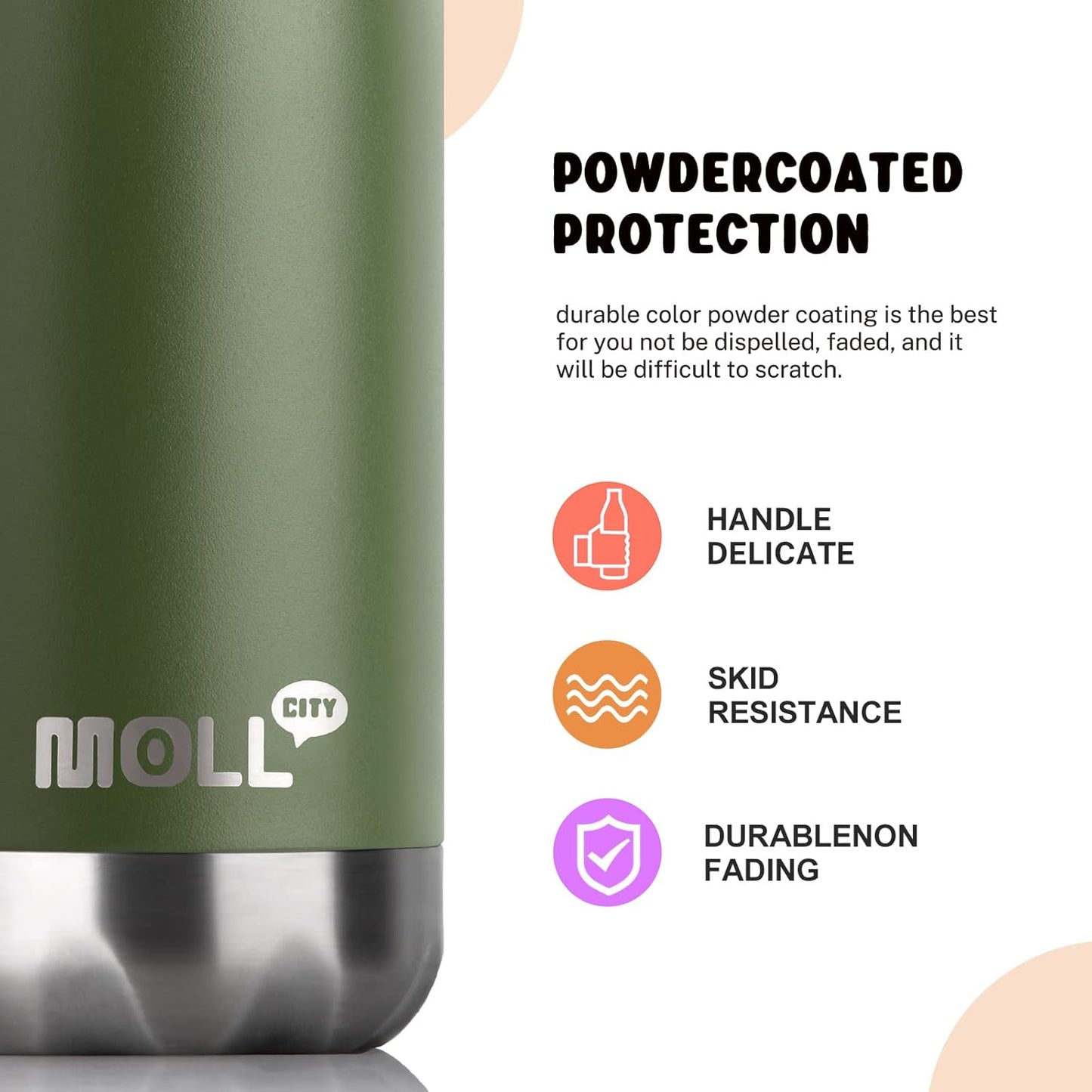 Skiennix 9 oz Stainless Steel Insulated Water Bottle - Leak Proof Mini Cola Shape for Kids (Grass Green)