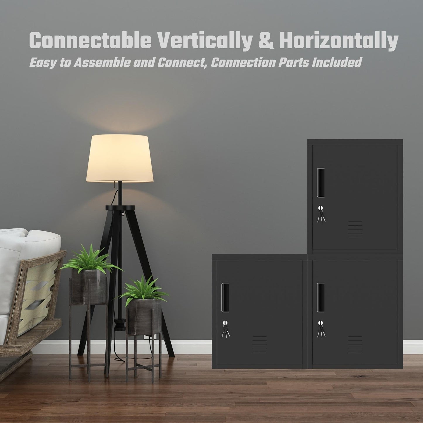 JINGUR Metal Storage Locker Cabinet with Locking Door and Adjustable Shelf for Home Office Classroom Workshop Organization (Black)