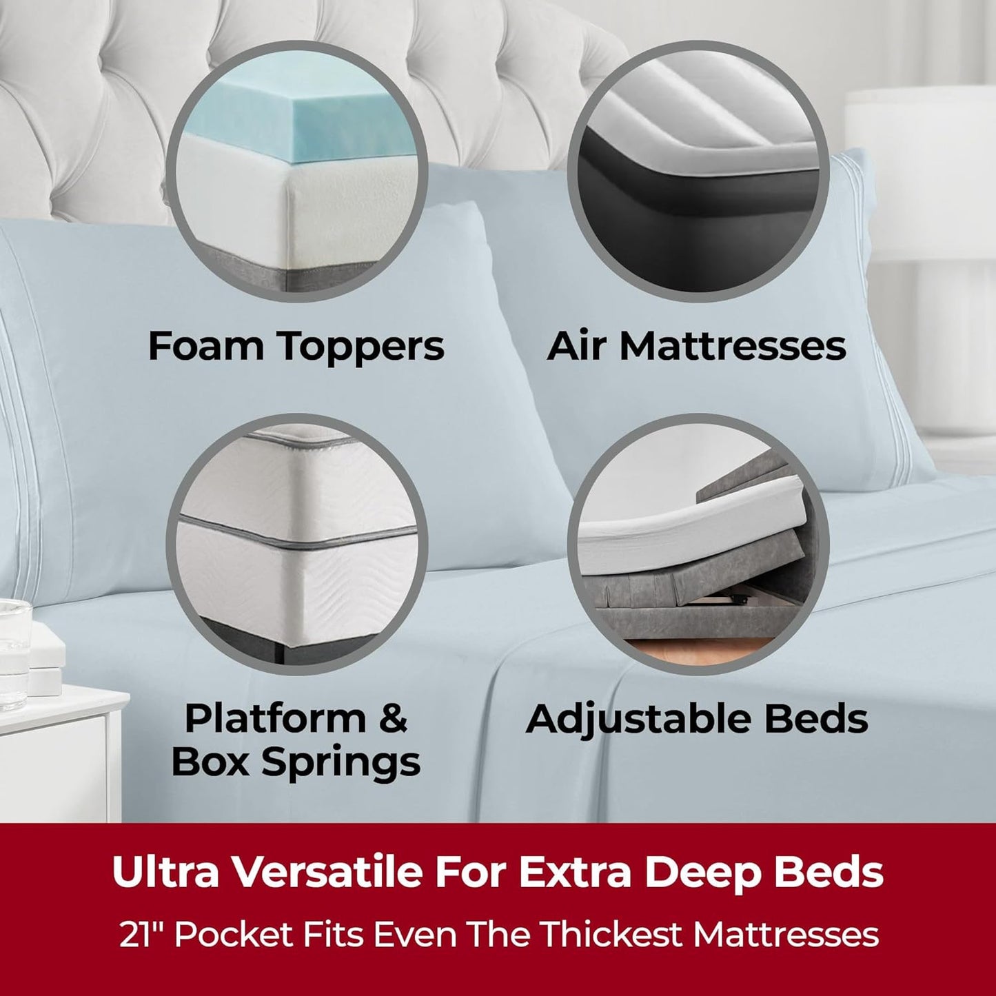 Mellanni Extra Deep Twin Sheets - Hotel Luxury Bedding Set | Ultra Soft, Cooling, Wrinkle-Resistant (Twin, Spa Blue)