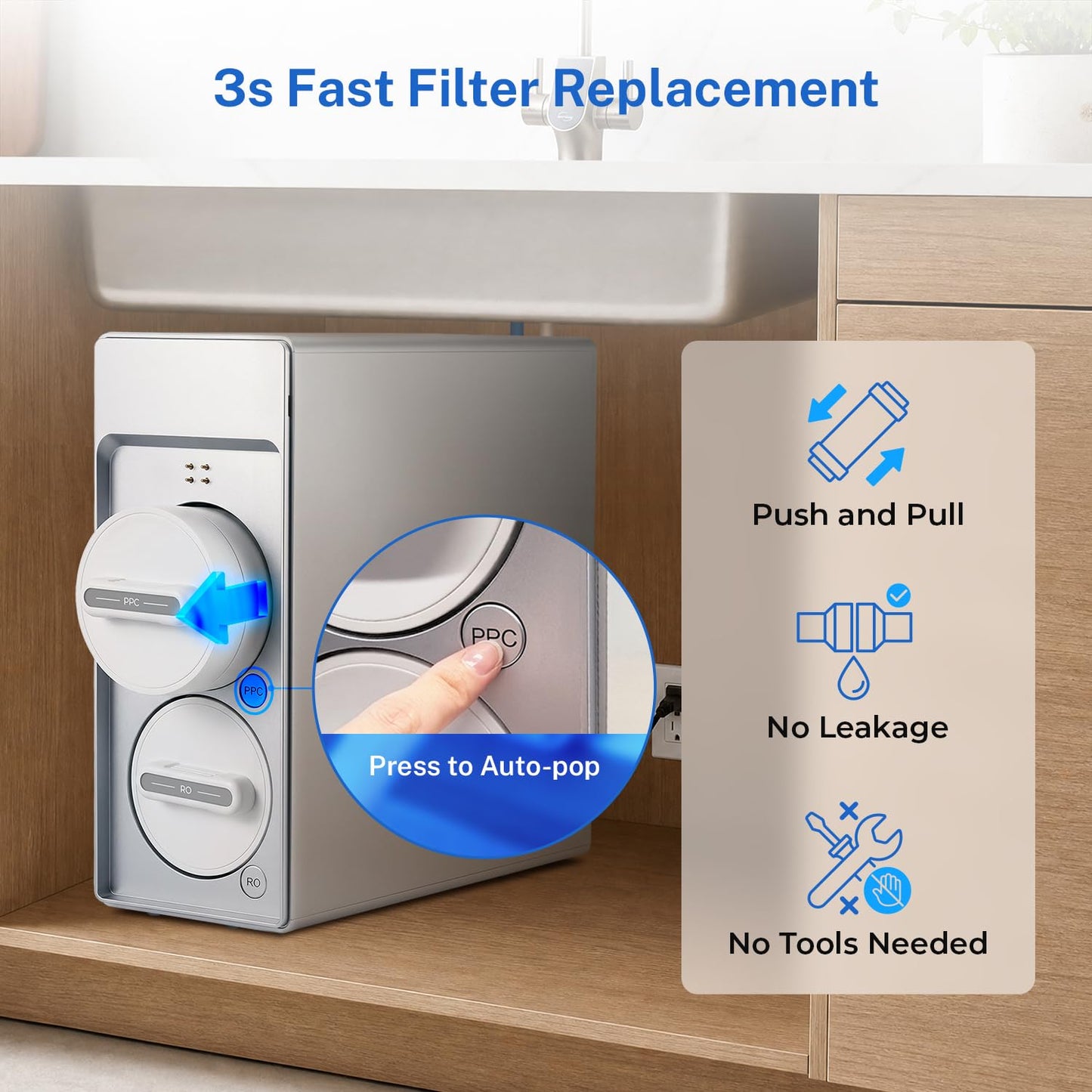 iSpring RO1200 Dual-Flow Reverse Osmosis Water Filter, 1200 GPD High Flow, w/TDS Monitor, Under Sink Tankless Reverse Osmosis System, 3:1 Pure to Drain, TDS PFAS Reduction, Auto Flush, Filter Reminder