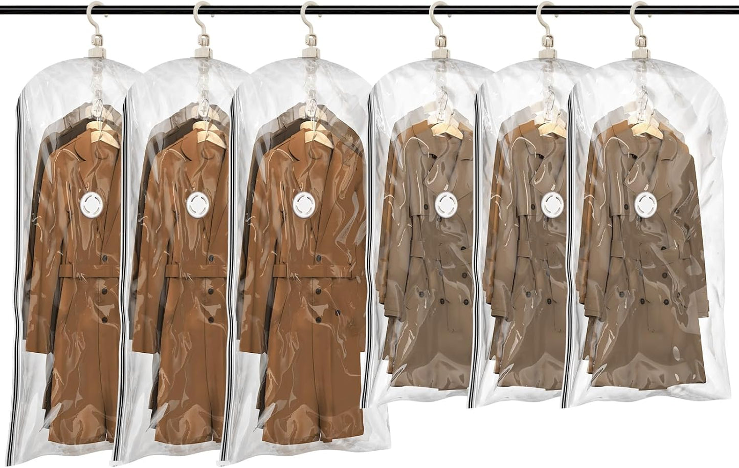 TAILI Vacuum Storage Bags - Space Saver for Clothing, Suits & Jackets | 3 Long & 3 Short Clear Bags