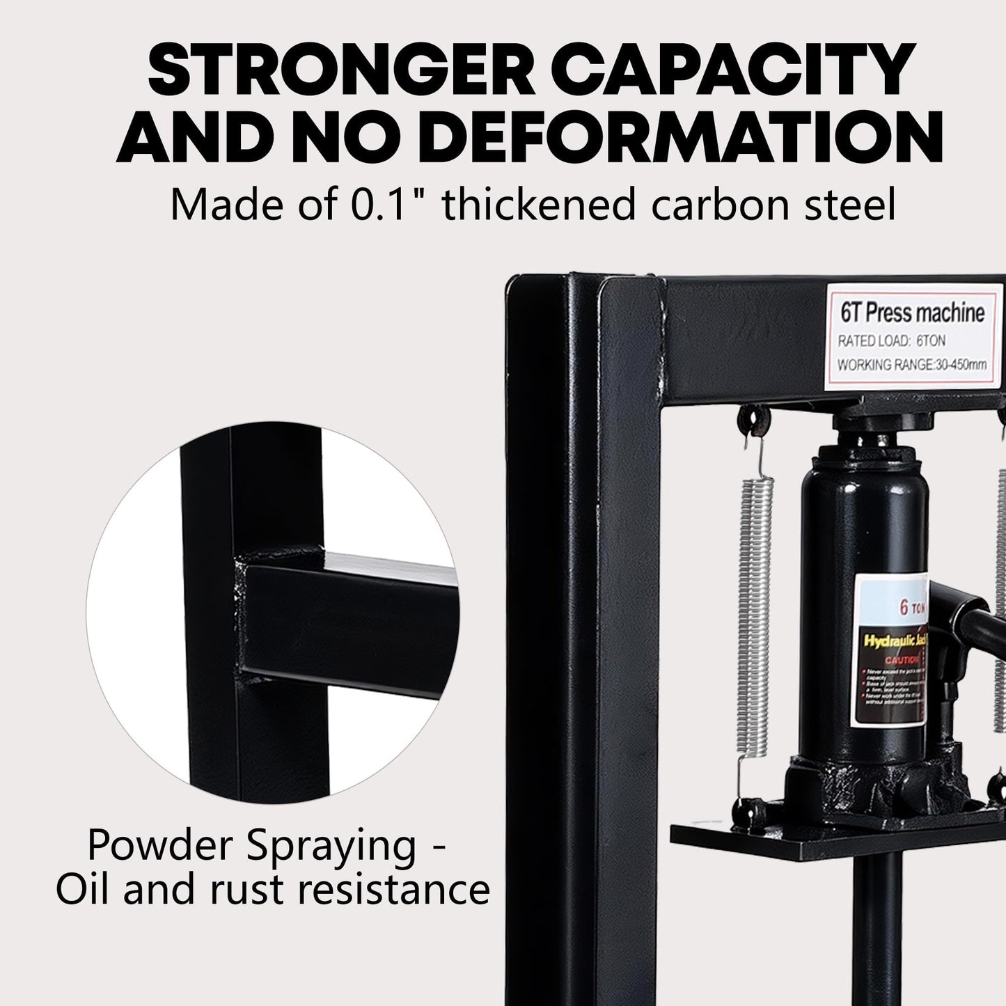 GAOMON 6 Ton Hydraulic H-Frame Shop Press – Heavy Duty Manual Hydraulic Press with Adjustable Bed, Stamping Plates, Worktable – Auto Repair, Metalworking, Garage, Engine Bearing Removal – 6T, Black