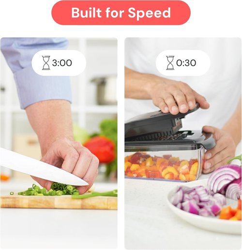 Fullstar Vegetable Chopper - Pro Dicer with Container & Fruit Cutter | 2-in-1 Kitchen Gadget (Black)