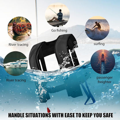 3-Pack 150N Unisex Automatic Life Jacket - Lightweight Inflatable Flotation Device with Reflective Patches, Whistle, Extra Tube - Suitable for Rowing, Boarding (Blue)