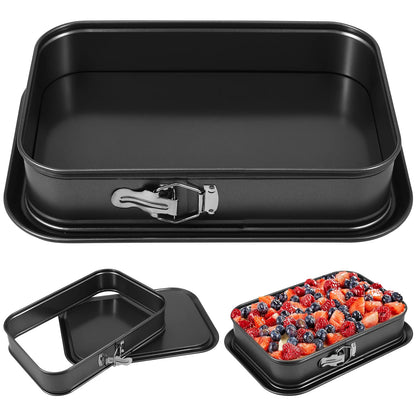 Abizarch Springform baking Pan Rectangle, 14 x 9.5 Inch Large Spring Form Cake Pan with Removable Bottom, Non-stick Cheesecake Cake Pan Bakeware for Home Kitchen DIY (Rectangular)