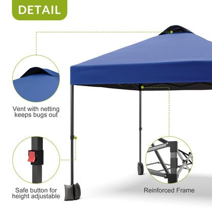 GarveeHome 10X10 Ft Pop-Up Canopy Tent with Sidewalls & Vented Roof Easy Setup Instant Shade Shelter for Picnic, Camping, Outdoor Events - Includes Storage Bag, Sandbags, Stakes & Ropes
