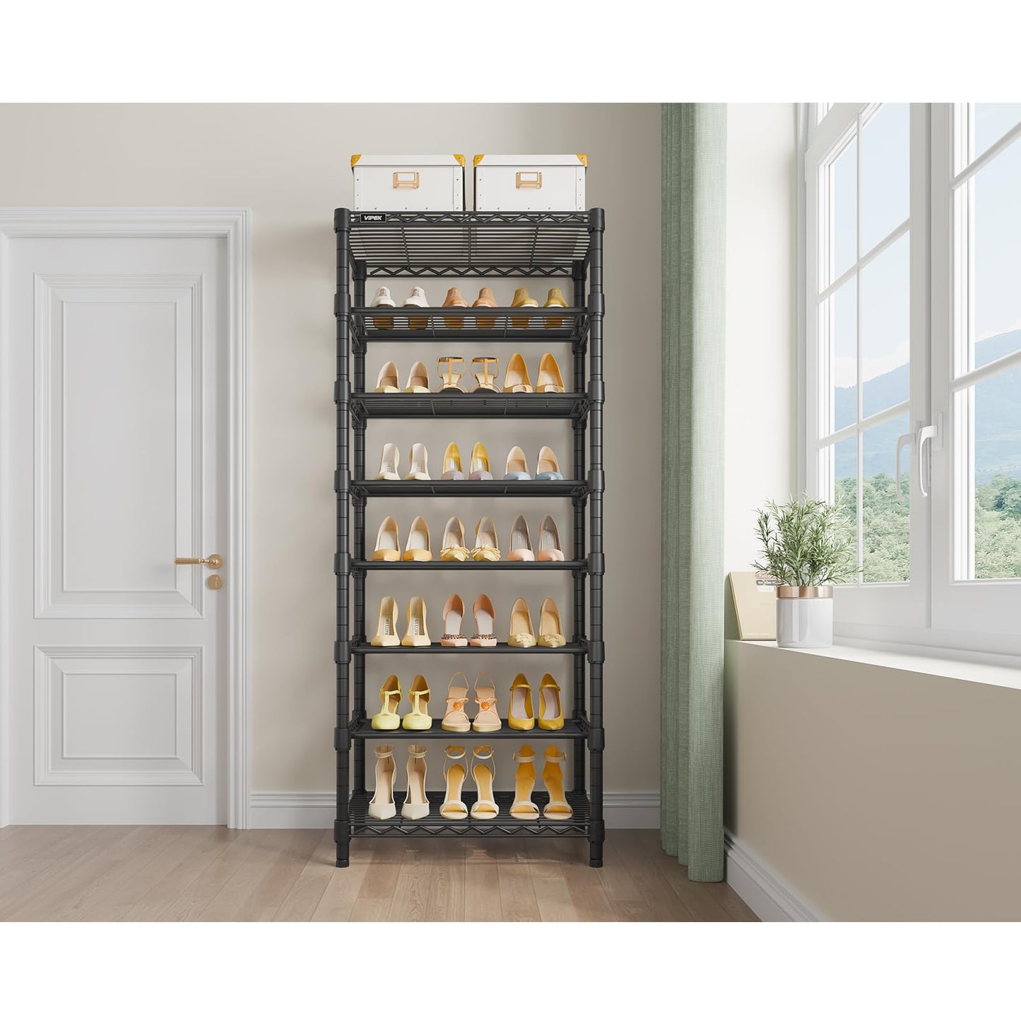 VIPEK S1 Shoe Rack, 8-Tier Metal Durable Shoe Organizer, Heavy Duty Large Capacity Up to 24 Pairs, Adjustable & Detachable Shoe Shelves for Entryway/Bedroom/Closet, Holds Up to 544 lbs, Black