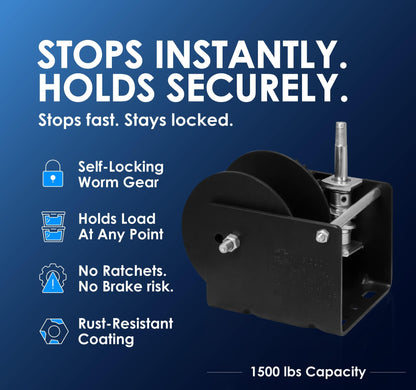 Goldenrod Dutton-Lainson Company Worm Gear Winch (WG1500) with 7" Ergonomic Handle - Rust-Resistant Finish for Heavy Equipment, Lifting & Trailers - 1500 lb Capacity, 30:1 Gear Ratio, Manual Use