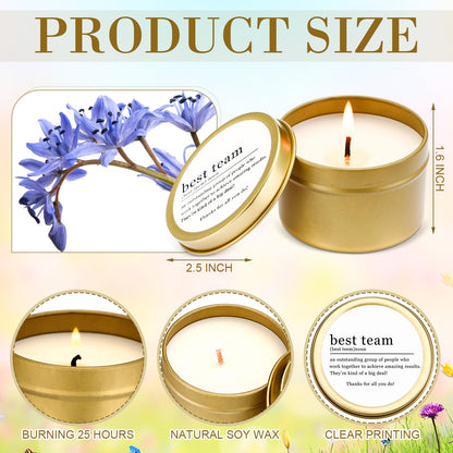 MTLEE 12 Pcs Best Team Gifts Candles Bulk 3 oz Thank You Soy Wax Jar Scented Candles Thank You Team Party Favor Employees Appreciation Gifts for Teacher Nurse Student Coworker(Gold)