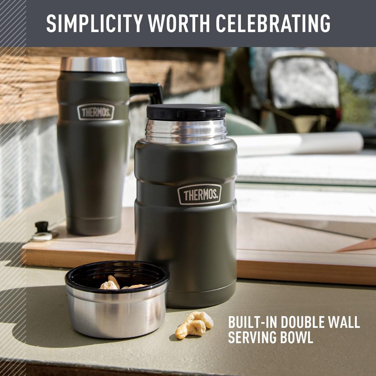 THERMOS Stainless King Vacuum-Insulated Food Jar - 24 Ounce, Matte Steel Finish for Ultimate Temperature Retention