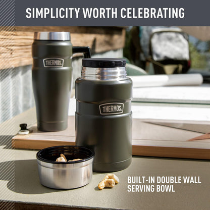 THERMOS Stainless King Vacuum-Insulated Food Jar - 24 Ounce, Matte Steel Finish for Ultimate Temperature Retention