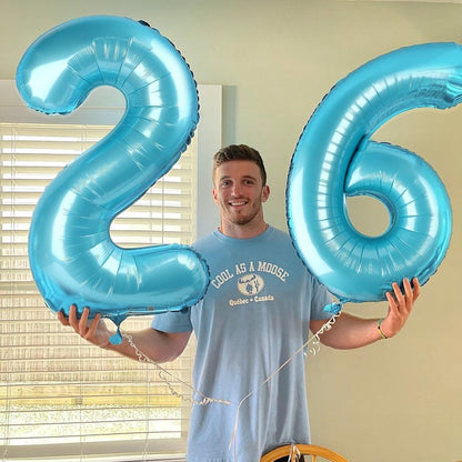 Pearlescent Blue Number 28 Balloon 40 inch, 28 Number Balloons, 28th Birthday Decorations, 28 Year Old Women Men Pearlescent Blue Party Supplies