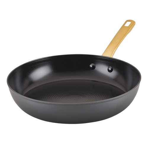 Farberware Forged Induction Ceramic Cookware Nonstick Frying Pan/Skillet, Dishwasher Safe, Suitable for All Stovetops, 12.25 Inch Fry Pan - Black and Gold