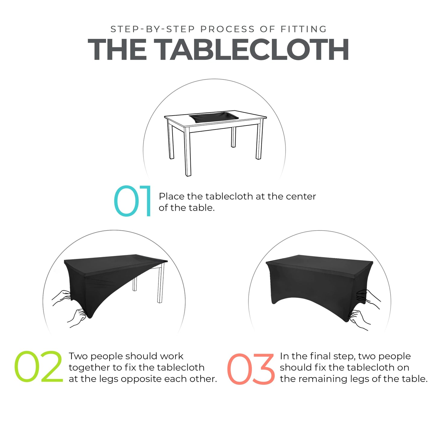 Utopia Kitchen Spandex Tablecloth 2 Pack [4FT, Black] Tight, Fitted, Washable and Wrinkle Resistant Stretch Table Cloth Rectangle Cover for Trade Show, Weddings & Parties [48Lx30Wx30H Inch]