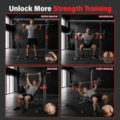 Streamnova Adjustable Squat Rack, 550LBS Multi-Function Barbell Rack for Weight Lifting and Home Gym Fitness Workout Portable Squat Bench Press - Great for Beginners