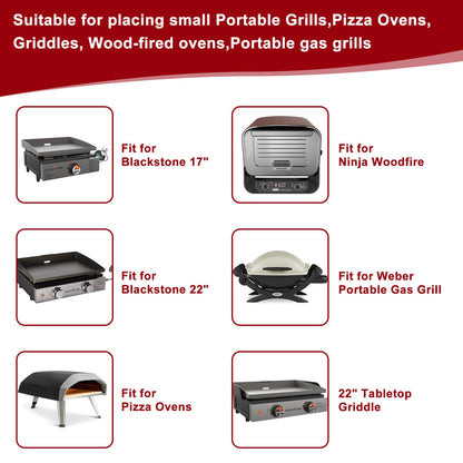 TAILGRILLER Portable Grill Table Outdoor Grill Stand for Blackstone 17"/22" Griddle,Ninja Grill,Foldable Ninja Grill Stand& Blackstone Griddle Stand for Outdoor Tailgating-Camping with Wheels