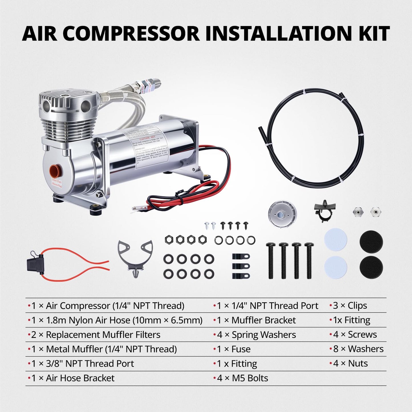 EVIL ENERGY 200PSI Air Horn Suspension Compressor for Car 12V Heavy Duty 1/4 NPT Onboard Air Ride Compressor for Train, Truck, Inflating Tires, Suspension Systems, Train Horn, DIY Pneumatic Tools