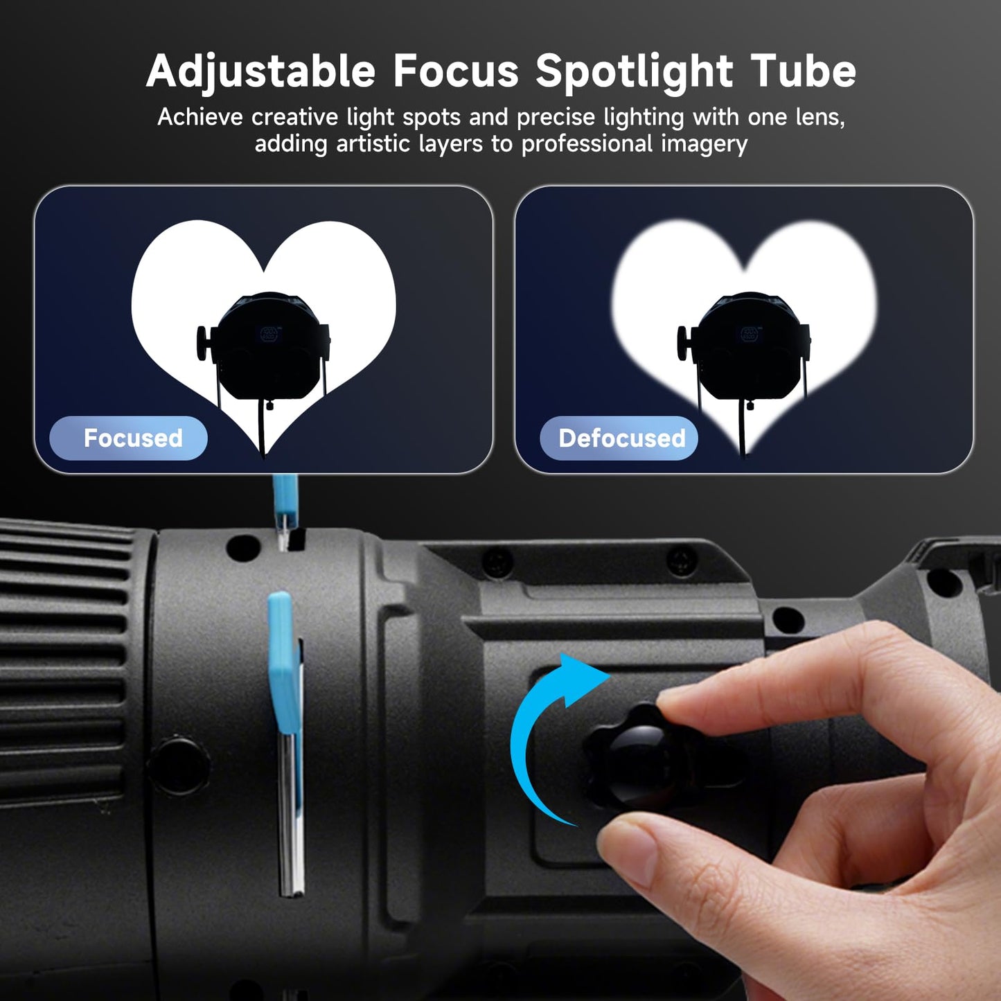 YSKE-Bowens Mount Spotlight Conical Optical Snoot kit 36°,Photography Studio Lighting Accessory with 30 Metal Gobos&5 Color Gels Focus ControlCompatible for Aputure Godox Nee*wer Profoto LED Lights