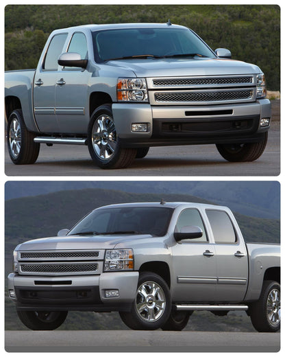 ADCARLIGHTS Headlight Assembly for 07-13 Chevy Silverado 1500/07-14 2500HD 3500HD OE Fit IP65 Waterproof 200% Brighter Halogen Headlamp Left+Right Chrome Clear（W/O Bulbs）