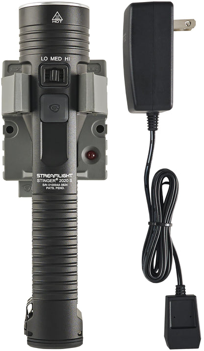 Streamlight 78202 Stinger 2020 S 2000-Lumen Rechargeable Flashlight with 120V AC/12V DC 1 Holder Charger, Black