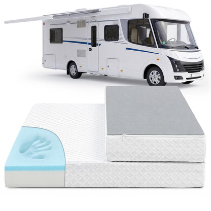 Novabright 1/3 Folding RV Short Queen Mattress, 75" × 59" × 6" Bifold Memory Foam Mattress with High Resilience Support, Breathable Cover & Zipper Non-Slip Bottom for RV Camper Trailers