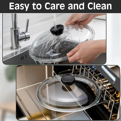 LemonRoad 3 Pack 10" Glass Microwave Splatter Cover for Food, Glass Cookware & Bakeware Cover Microwave Food Splatter Lid with Grip Handle, Dishwasher Safe