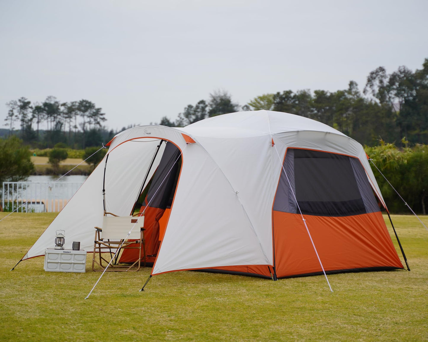 Vidalido 3-4 Person Tent with 1 Mesh Door and 2 Large Mesh Window, Double Layer Waterproof Portable Family Cabin Tent, 4 Person Tents for Outdoor Camping Hiking
