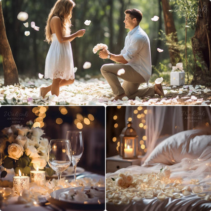 Skiennix Artificial Silk White Rose Petals - Scented & Pre-Separated for Weddings | 1000 Pcs Cream