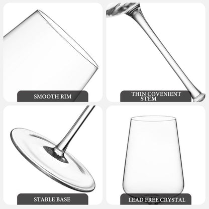 CnSneg Wine Glasses Set of 2, Premium Crystal Wine Glasses 13.5OZ for Red and White, Hand Blown Wine Glass with Long Stem, Thin Rim, Unique Wedding Gift