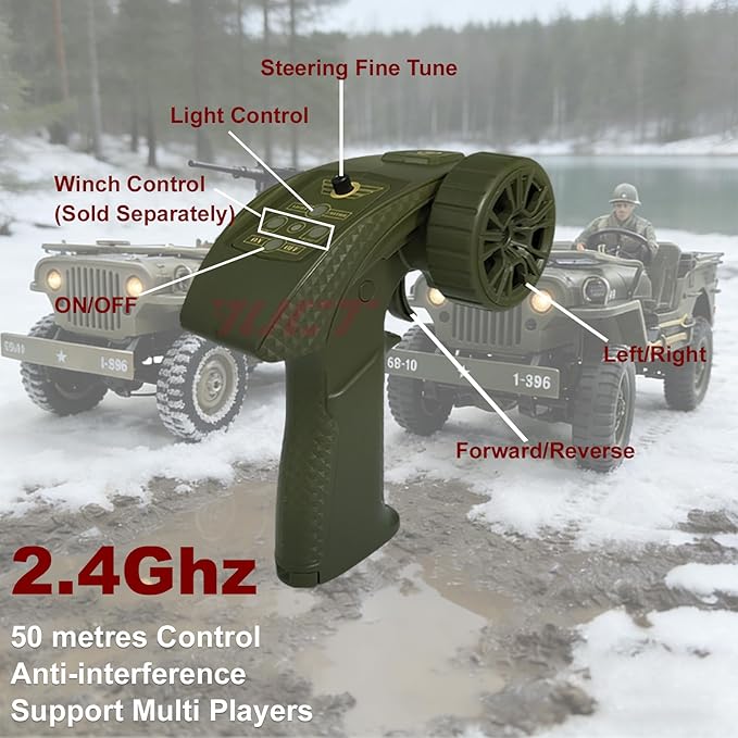 YUCT 1/10 RC Crawler - Military Vehicles Willys MB Jeep 4x4 Army Off Road Trucks for Adults(Camel with Driver Figure &amp Machine Gun)