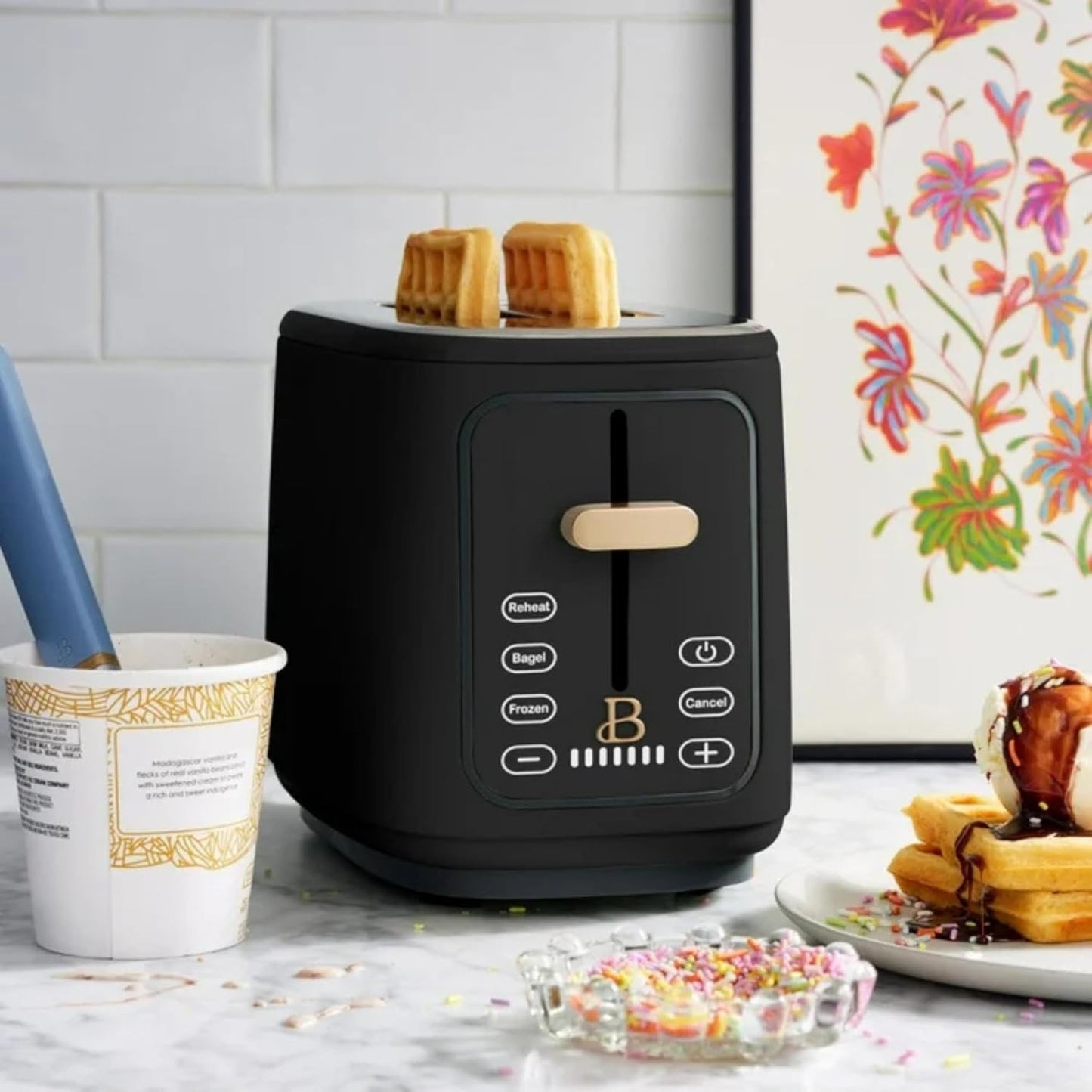 Skiennix 2-Slice Digital Toaster - Touch Control Panel, Adjustable Shade Settings, Wide Openings | Black