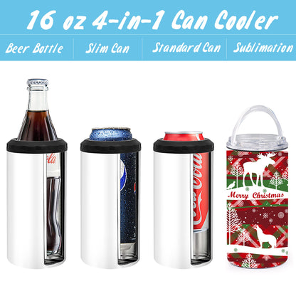 12 Pack16 OZ 4-in-1 Skinny Can Cooler Double Wall Stainless Steel Insulated Can Holder, Sublimation Slim Skinny White Stainless Steel Can Cooler,Sublimation Tumbler