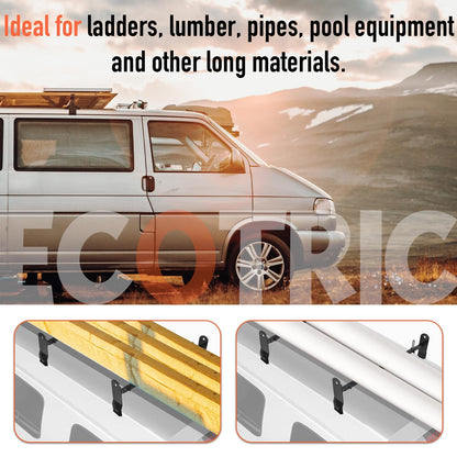 ECOTRIC Cross Bar 53"-66" Compatible with 1999-2022 Chevy Express 2500 3500/GMC Savana 2500 3500/Ford E-150 E-250 E-350 E-450 Ladder Rack Carrier