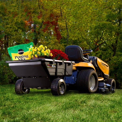 Brinly PCT-101BHC-A2 10 cu.ft. 650lb Heavy Duty Tow-Behind Poly Utility Cart & Dump Trailer & Agri-Fab 45-0463 130-Pound Tow Behind Broadcast Spreader