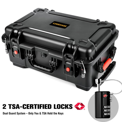 Wheeled Pistol Gun Case for 10 Handguns - Holds 10 Pistols & 12 Magazines, Pre-Cut Pistols Hard Shell Gun Box, TSA Approved Pistol Case for SIG Sauer, Smith & Wesson, for Colt, for Revolver, for Glock
