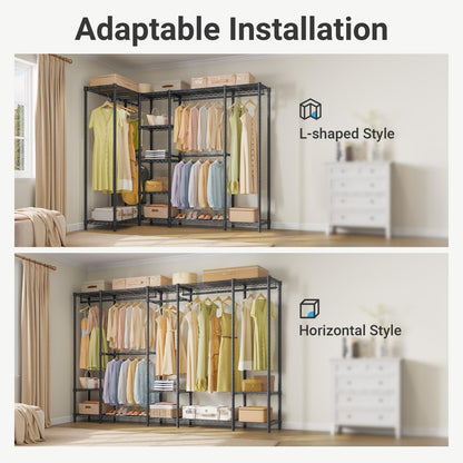 VIPEK V50 Heavy Duty Clothes Rack, Extra Large Freestanding Garment Rack with Adjustable Shelves, Open Closet Storage System for Bedroom, Reach-in/Walk-in Closet, 1300 lbs Capacity, Black