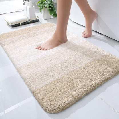 OLANLY Small Bathroom Rugs - Extra Soft Microfiber Mat 24x16 | Quick Dry & Washable, Light Beige
