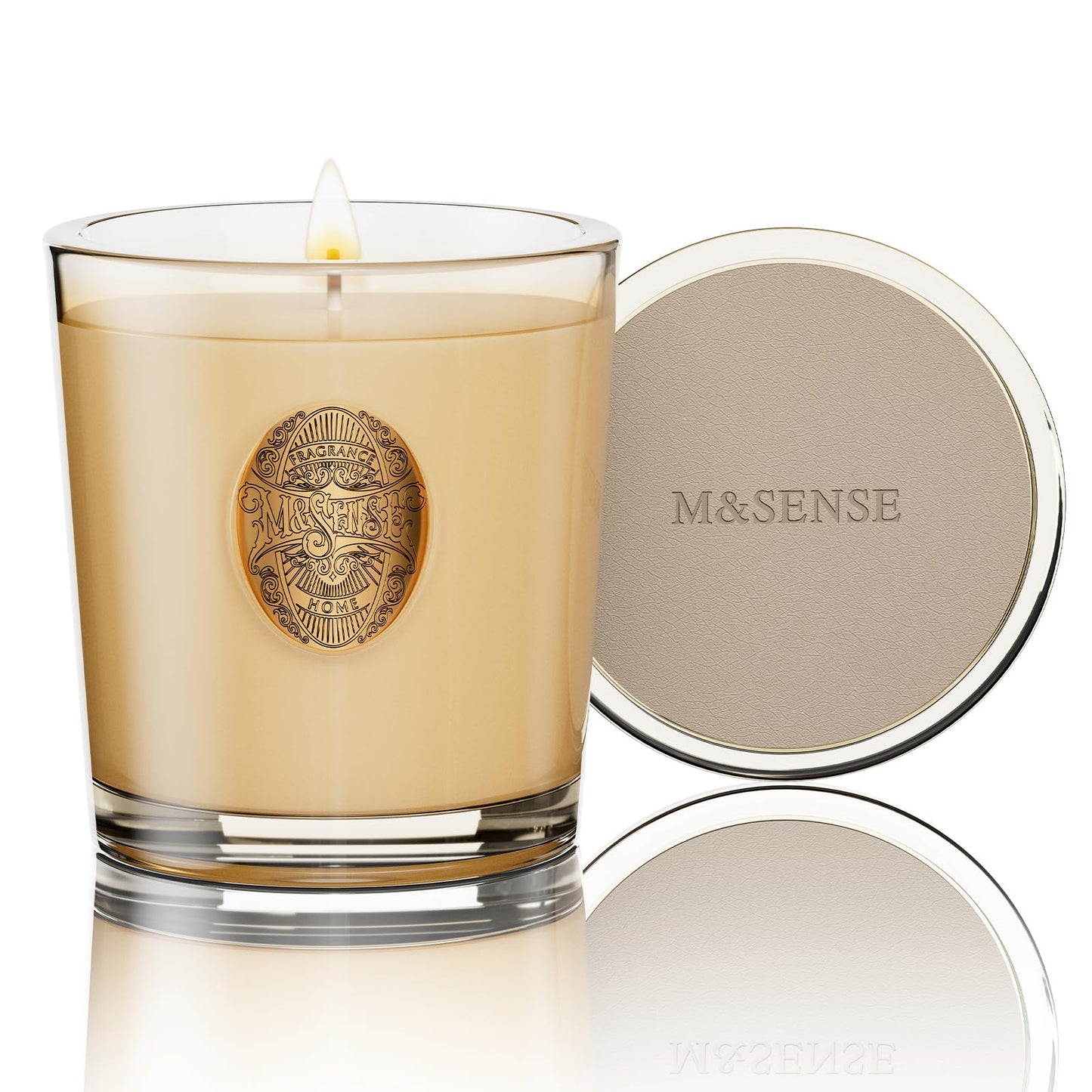 M&SENSE Natural Soy Candle | Cheer Champagne & Gold | 9.2 oz, 50H Burn Time | Luxury Scented Candle for Relaxation, Gifting, Home Décor | Ideal for Bedroom, Office, Party Ambiance